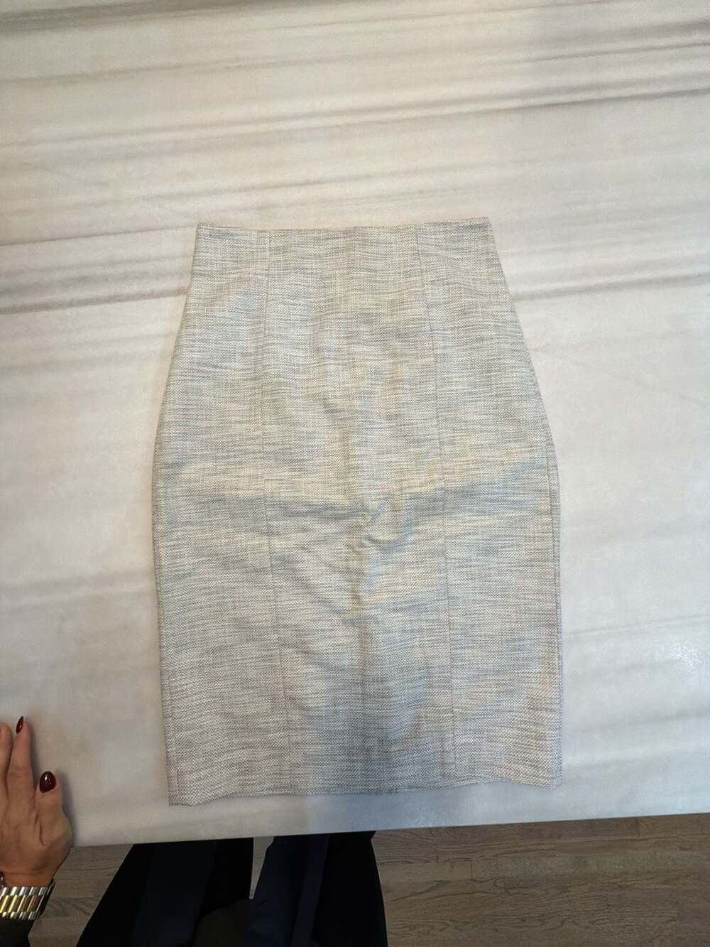 Banana Republic Pencil Skirt Size 6 Gray White Tweed Lined Back Zip